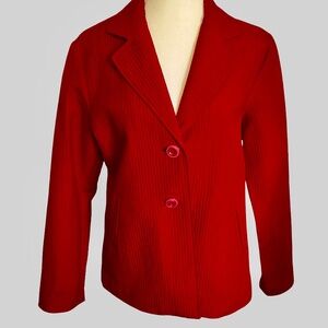 Coldwater Creek Bright Red Silk Blend Tie Back Holiday Light Jacket- Sz-10